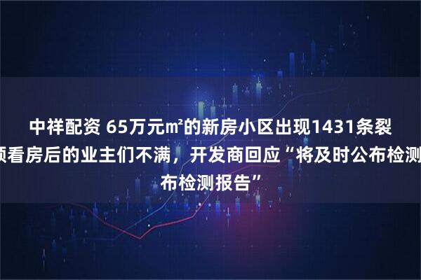 中祥配资 65万元㎡的新房小区出现1431条裂缝，预看房后的业主们不满，开发商回应“将及时公布检测报告”