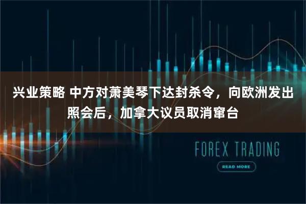 兴业策略 中方对萧美琴下达封杀令，向欧洲发出照会后，加拿大议员取消窜台