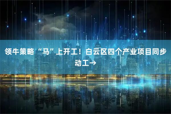 领牛策略 “马”上开工！白云区四个产业项目同步动工→